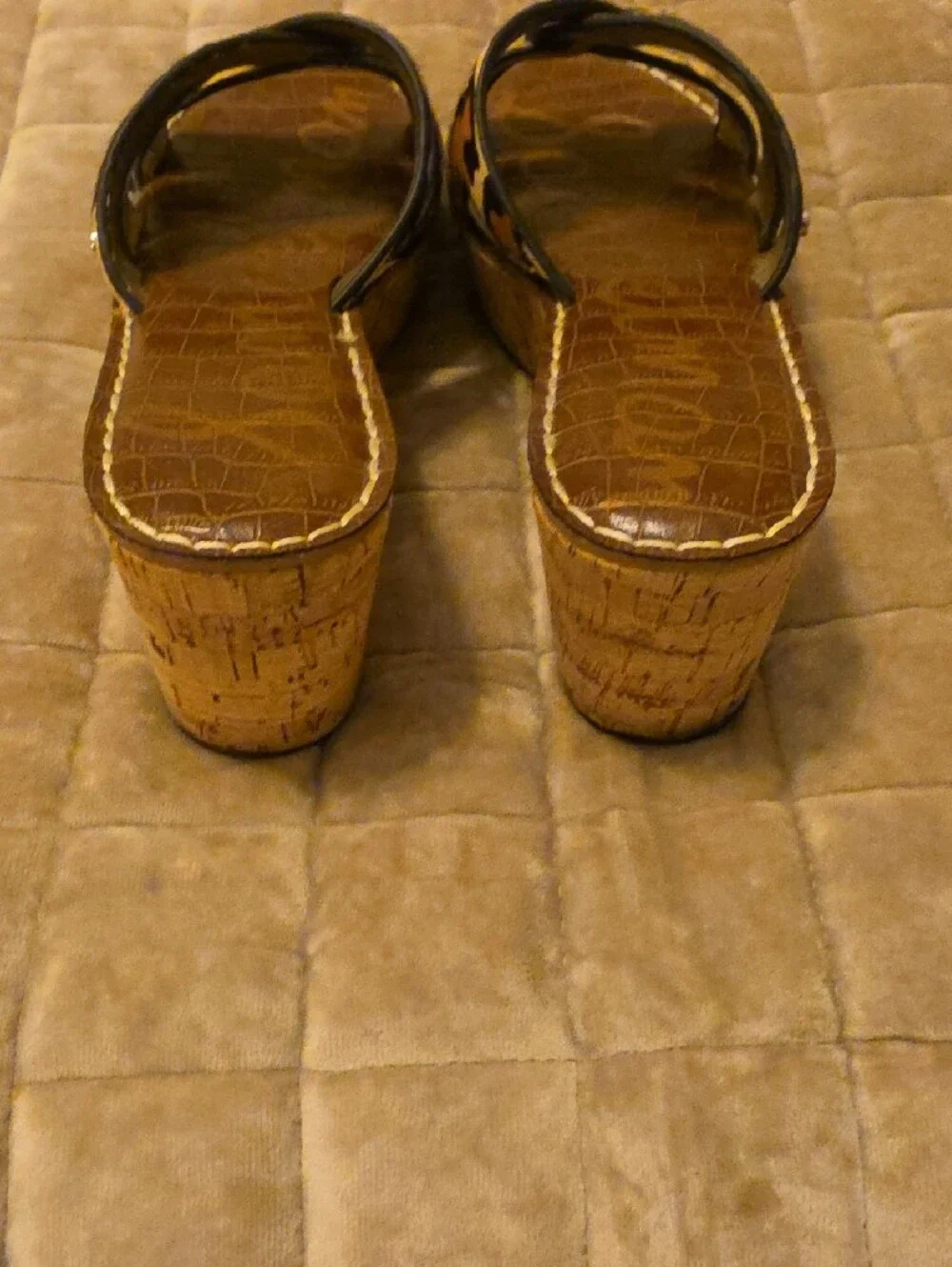 Sam Edelman Leopard Cork Platform Wedge Sandals